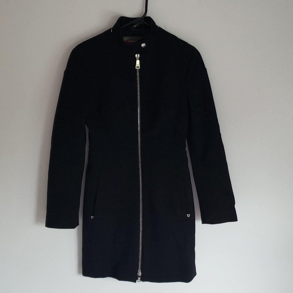 PRADA black zippered long coat xs 38eu